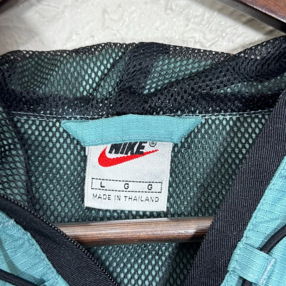 Vtg 90s‎ Nike Anorak Jacket Lg Ripstop Windbreaker Spellout Logo Streetwear Y2K